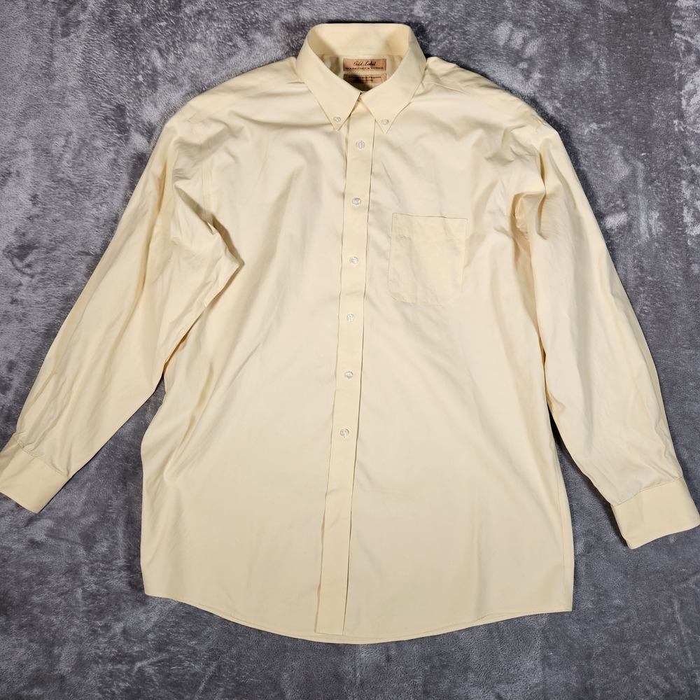 Roundtree & Yorke Shirt Mens XL Gold Label 80s Pinpoint Yellow Button-Down EUC